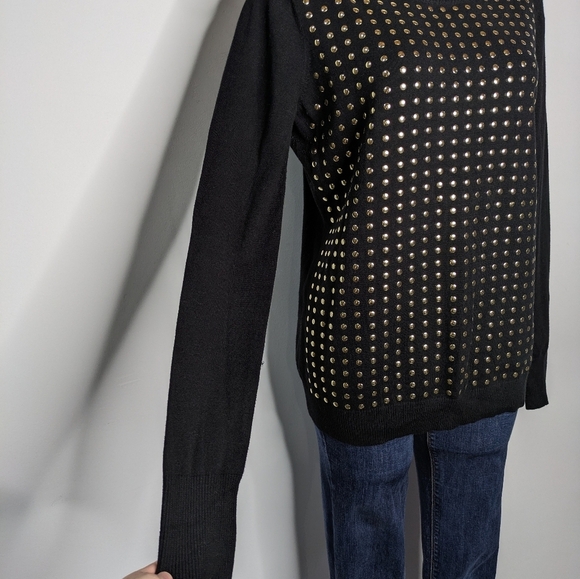 Express Black Gold Long Sleeve Cotton Blend Sweater L - Picture 5 of 9